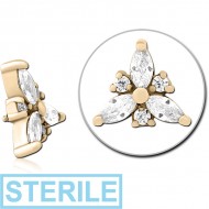 STERILE ZIRCON GOLD PVD COATED SURGICAL STEEL JEWELLED MICRO ATTACHMENT FOR 1.2MM INTERNALLY THREADED PINS - TRINITY