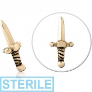 STERILE ZIRCON GOLD PVD COATED SURGICAL STEEL MICRO ATTACHMENT FOR 1.2MM INTERNALLY THREADED PINS - SWORD PIERCING