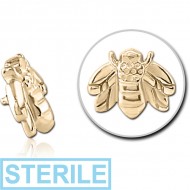 STERILE ZIRCON GOLD PVD COATED SURGICAL STEEL MICRO ATTACHMENT FOR 1.2MM INTERNALLY THREADED PINS - HONEY BEE