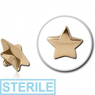 STERILE ZIRCON GOLD PVD COATED SURGICAL STEEL STAR FOR 1.6MM INTERNALLY THREADED PINS PIERCING