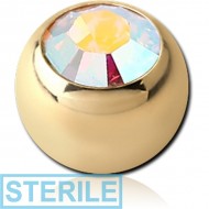 STERILE ZIRCON GOLD PVD COATED SURGICAL STEEL VALUE CRYSTAL JEWELLED MICRO BALL