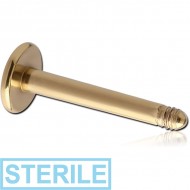 STERILE ZIRCON GOLD PVD COATED SURGICAL STEEL LABRET PIN
