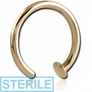 STERILE ZIRCON GOLD PVD COATED SURGICAL STEEL OPEN NOSE RING