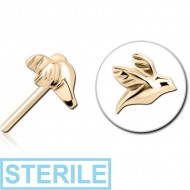 STERILE ZIRCON GOLD PVD COATED SURGICAL STEEL THREADLESS ATTACHMENT - BIRD PIERCING