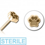 STERILE ZIRCON GOLD PVD COATED SURGICAL STEEL THREADLESS ATTACHMENT - ANIMAL PAW INDENT