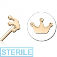 STERILE ZIRCON GOLD PVD COATED SURGICAL STEEL THREADLESS ATTACHMENT - CROWN PIERCING