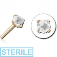 STERILE ZIRCON GOLD PVD COATED SURGICAL STEEL JEWELLED THREADLESS ATTACHMENT - ROUND