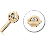 ZIRCON GOLD PVD COATED SURGICAL STEEL JEWELLED THREADLESS ATTACHMENT - HALF OPEN EYE PIERCING