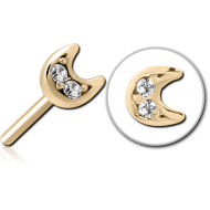 ZIRCON GOLD PVD COATED SURGICAL STEEL JEWELLED THREADLESS ATTACHMENT - CRESCENT PRONGS PIERCING