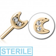 STERILE ZIRCON GOLD PVD COATED SURGICAL STEEL JEWELLED THREADLESS ATTACHMENT - CRESCENT PRONGS