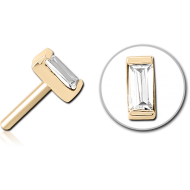 ZIRCON GOLD PVD COATED SURGICAL STEEL JEWELLED THREADLESS ATTACHMENT - SQUARE PIERCING
