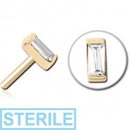 STERILE ZIRCON GOLD PVD COATED SURGICAL STEEL JEWELLED THREADLESS ATTACHMENT - SQUARE