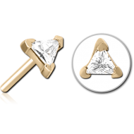 ZIRCON GOLD PVD COATED SURGICAL STEEL JEWELLED THREADLESS ATTACHMENT - TRIANGLE PIERCING