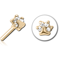 ZIRCON GOLD PVD COATED SURGICAL STEEL JEWELLED THREADLESS ATTACHMENT - ANIMAL PAW PIERCING