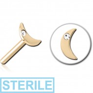 STERILE ZIRCON GOLD PVD COATED SURGICAL STEEL JEWELLED THREADLESS ATTACHMENT - CRESCENT SINGLE GEM