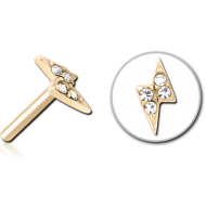 ZIRCON GOLD PVD COATED SURGICAL STEEL JEWELLED THREADLESS ATTACHMENT - THUNDER PIERCING