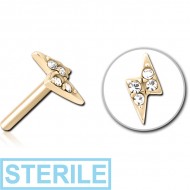 STERILE ZIRCON GOLD PVD COATED SURGICAL STEEL JEWELLED THREADLESS ATTACHMENT - THUNDER PIERCING