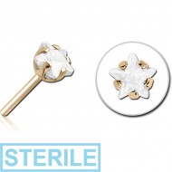 STERILE ZIRCON GOLD PVD COATED SURGICAL STEEL JEWELLED THREADLESS ATTACHMENT - STAR