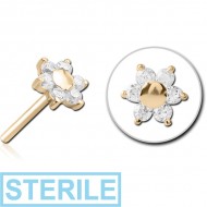 STERILE ZIRCON GOLD PVD COATED SURGICAL STEEL JEWELLED THREADLESS ATTACHMENT - FLOWER