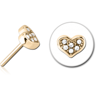 ZIRCON GOLD PVD COATED SURGICAL STEEL JEWELLED THREADLESS ATTACHMENT - HEART PIERCING