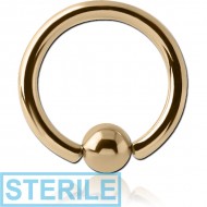 STERILE ZIRCON GOLD PVD COATED TITANIUM BALL CLOSURE RING