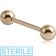 STERILE ZIRCON GOLD PVD COATED TITANIUM BARBELL PIERCING