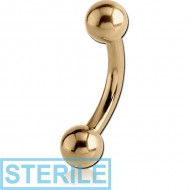 STERILE ZIRCON GOLD PVD COATED TITANIUM CURVED MICRO BARBELL