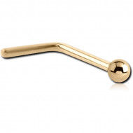 ZIRCON GOLD PVD COATED SURGICAL STEEL 90 DEGREE BALL NOSE STUD