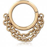 SURGICAL STEEL SEAMLESS RING WITH CHAIN PIERCING