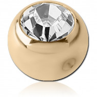 ZIRCON GOLD PVD COATED SURGICAL STEEL SWAROVSKI CRYSTAL JEWELLED BALL FOR BALL CLOSURE RING