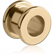 ZIRCON GOLD PVD COATED STAINLESS STEEL ROUND-EDGE THREADED TUNNEL PIERCING