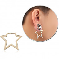 ZIRCON GOLD PVD COATED SURGICAL STEEL HOOP EARRING FOR TUNNEL - STAR