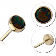 ZIRCON GOLD PVD COATED TITANIUM SYNTHETIC OPAL JEWELED THREADLESS DISC