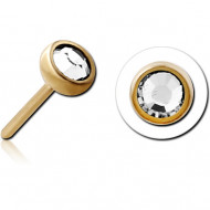ZIRCON GOLD PVD COATED TITANIUM JEWELED THREADLESS DISC