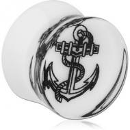 UV ACRYLIC DOUBLE FLARED PLUG WITH INLAID DESIGN PIERCING