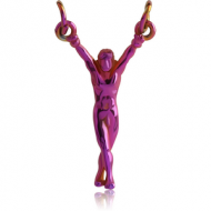 ANODISED SURGICAL STEEL HANGING MAN FOR NIPPLE BARBELL PIERCING