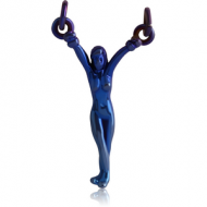 ANODISED SURGICAL STEEL HANGING WOMAN FOR NIPPLE BARBELL PIERCING