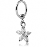 SURGICAL STEEL BALL CLOSURE RING WITH JEWELLED CLOVER CHARM