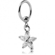 SURGICAL STEEL BALL CLOSURE RING WITH JEWELLED CLOVER CHARM PIERCING