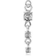 RHODIUM PLATED BRASS PRONG SET TRIPLE JEWELLED CHARM