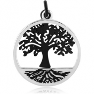 RHODIUM PLATED BRASS CHARM - TREE OF LIFE TWO PLATES