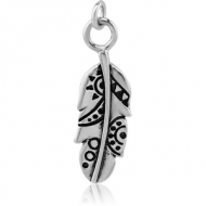 RHODIUM PLATED BRASS CHARM - FANCY LEAF