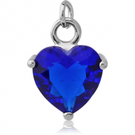 RHODIUM PLATED BRASS PRONG SET HEART JEWEL CHARM