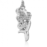 RHODIUM PLATED BRASS CHARM - MERMAID