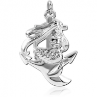 RHODIUM PLATED BRASS CHARM - MERMAID