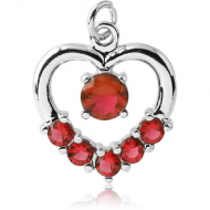 RHODIUM PLATED BRASS JEWELLED HEART CHARM