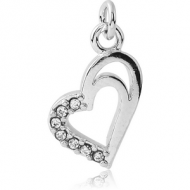 RHODIUM PLATED BRASS JEWELLED HEART CHARM