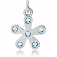 RHODIUM PLATED BRASS SWAROVSKI CRYSTALS JEWELLED FLOWER CHARM