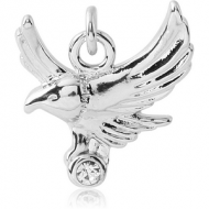 RHODIUM PLATED BRASS JEWELLED CHARM - EAGLE