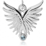 RHODIUM PLATED BRASS JEWELLED CHARM - WINGS